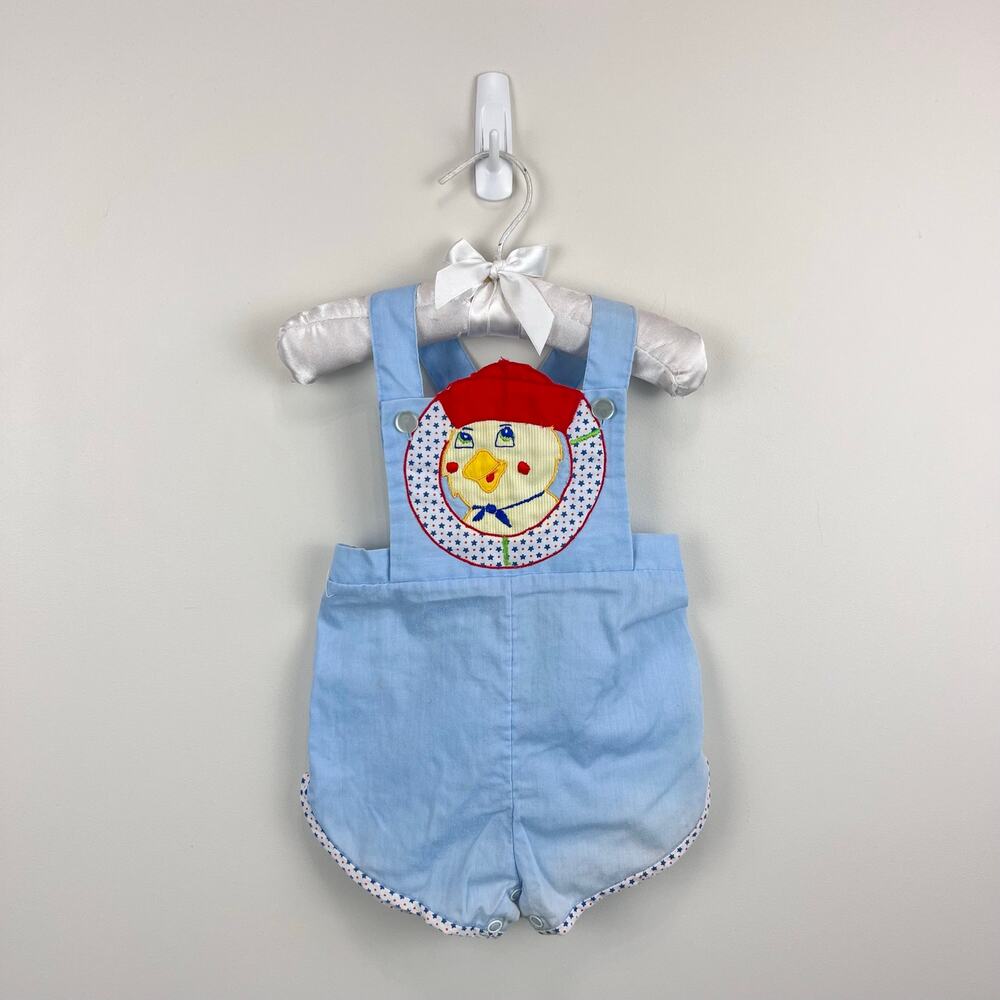 Vintage Mayfair Applique Sailor Duck Shortall Romper Baby Boy